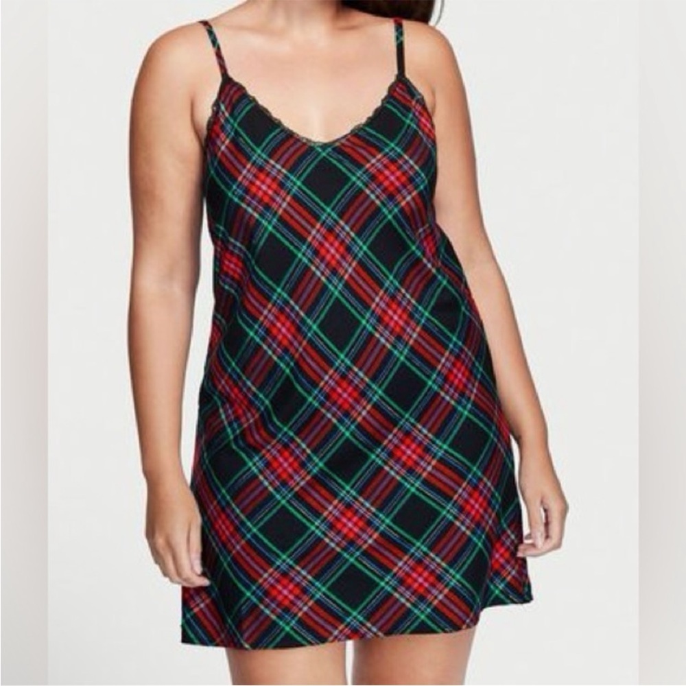 Victoria’s Secret Red Flannel V-Neck Slip Dress Large